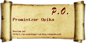 Promintzer Opika névjegykártya
